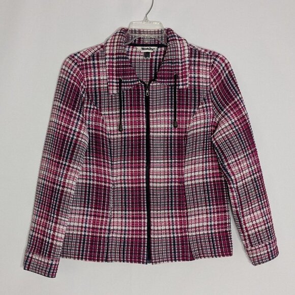 CHRISTOPHER & BANKS Purple/Black Tweed Long Sleeve Full Zip Career Jacket Size M - Picture 1 of 5